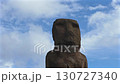 Close-up footage of the Moai statue from chest to face, sunny background, tourism advertisement, adventurous atmosphere 130727340