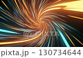 Futuristic abstract background of dynamic motion lines with orange and cyan light trails swirling 130734644