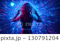 Woman Feeling Energy in an Abstract Vortex of Light 130791204