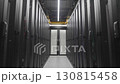 Electrical hall filled with wire networks behind mesh doors 130815458