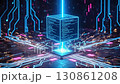 A conceptual animation of a glowing blue data cube on a futuristic circuit board, transforming into the letters AI through a particle explosion.  A conceptual animation of a glowing blue data cube on a futuristic circuit board, transforming into the letters AI through a particle explosion.  130861208