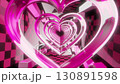 A looping 3DCG background of a pink heart tunnel, checkered, glass, sparkling, cute, love 130891598