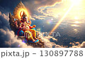 The sacred Hindu god, Lord Ganesha, observes the world from above during the Ganesh Chaturthi festival, bestowing blessings upon the earth and humanity. The sacred Hindu god, Lord Ganesha, observes the world from above during the Ganesh Chaturthi festival, bestowing blessings upon the earth and humanity. 130897788