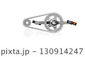 Side view of bike chain transmission with pedal - 3D animation seamlessly loopable isolated on white background 130914247
