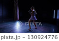 Handheld, kickboxing hard training, woman fighter trains his beats, training in the boxing gym, slow motion. 130924776