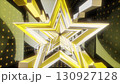 A loop 3DCG background of a golden star-shaped tunnel going deep inside, dots, glass, glitter, star, space 130927128