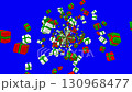 A large number of presents are falling_red, white and green 130968477