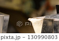 Macro Steam Rising from Moka Pot 130990803