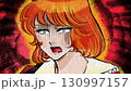 憤怒的紅髮英俊王子，70 年代風格的女孩漫畫插圖 130997157