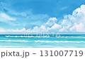 水彩風の白波が寄せる夏の海 背景動画 131007719