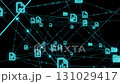 Abstract network digital document and data management icon connected by lines. cloud storage, and technology concepts. seamless looping animation. black background. 131029417