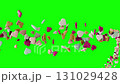 3d animation of a hearts love symbol moving and rotating on green background. seamless looping animation. 131029428