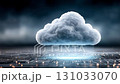 An Illuminated Cloud Icon Featuring Sparkling Effects Set Within a Digital Environment with Modern Aesthetic 131033070