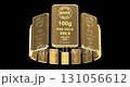 Rotation of small gold bars - 3D animation seamlessly loopable isolated on black background 131056612