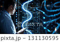 Scientist analyzing dna structure in a futuristic laboratory environment 131130595