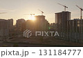 Aerial construction building city view beautiful nature sun sunset dawn morning 131184777