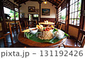 Inviting Restaurant Setting with a Sumptuous Rice Dish Display 131192426