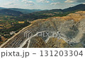 Aerial of open mine and heavy mining equipment 131203304