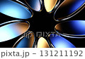 Abstract black 3d background with neon glass circle disc and blue brown gradient. Circular motion effect of crystal round disks, holographic transparent lens animation. Render digital tech design. 131211192