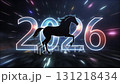 New Year's stock footage featuring a running horse and shining New Year's numbers 131218434