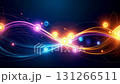 Abstract data flow connecting quantum particle lights. 131266511