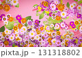 Flowers blooming one after another upwards Loop Pink background 131318802