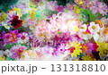 Watercolor-style flowers painted one after another 1 Loop Black background 131318810