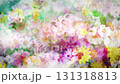 Watercolor-style flowers drawn one after another 1 Loop Paper texture background 131318813