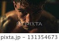 Exhausted sportsman sweating after intense workout 131354673