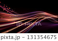 Abstract flowing lines with glowing particles creating wave pattern on dark background 131354675