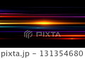 Colorful horizontal streaks of light flowing on black background 131354680