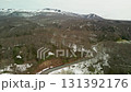 Aerial view of the snowy scenery of Yuhama Pass in early spring 131392176