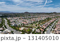 Aerial view of a sprawling neighborhood of family homes in Menifee, California, USA. 131405010