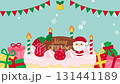クリスマスケーキとプレゼント雪の結晶が舞降る背景 131441189