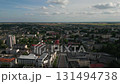 Explore the stunning landmarks of Panevezys city from above with drone views 131494738