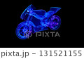 Motorcycle. Glowing Light Particles Arranged in the Formation of mesh 3d Model 131521155