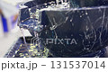 Water flowing in a decorative fountain montage 131537014