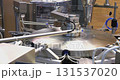 Industrial machinery operating with precision in a manufacturing plant 131537020