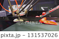 Robotic arm sorting vegetables on conveyor belt 131537026