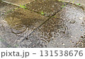 Raindrops falling on puddle over stone tiles 131538676