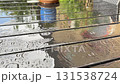 Rainy weather scene with droplets on table 131538724