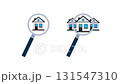 Animated magnifying glass searching for a house 131547310