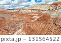 Aerial Red Rock Canyon Fly Over Dramatic Layered Desert Landscape and Hoodoo Formations 131564522