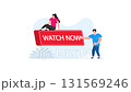 People interacting with a watch now button animation 131569246