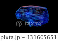 Minivan. Glow points and line formation of 3d Mode model car. Looping motion animated automobile 131605651