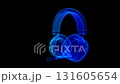 Headphones slowly rotating on black background. Blue particle and lines form 3d model Headphones. 131605654