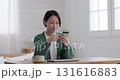 Middle woman operating a smartphone 131616883