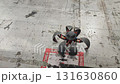 Moving small robot on remote control. Radio controlled robot. Small robot folds into ball and moves on blades. Technology engineering. Industry new robotics. Smart technologies. Robotized innovative 131630860