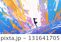 一個女孩站在燈光下的奇妙數位藝術動畫 131641705
