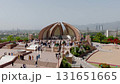 Aerial view of Pakistan Monument in Islamabad, Pakistan, showcasing its grand architecture and the bustling activity of visitors 131651665